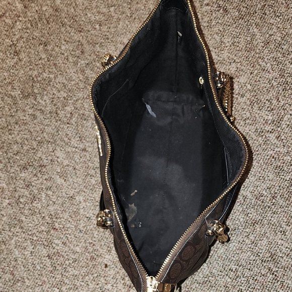 Coach Dark Brown Signature Tote with Gold Chain - Picture 8 of 12